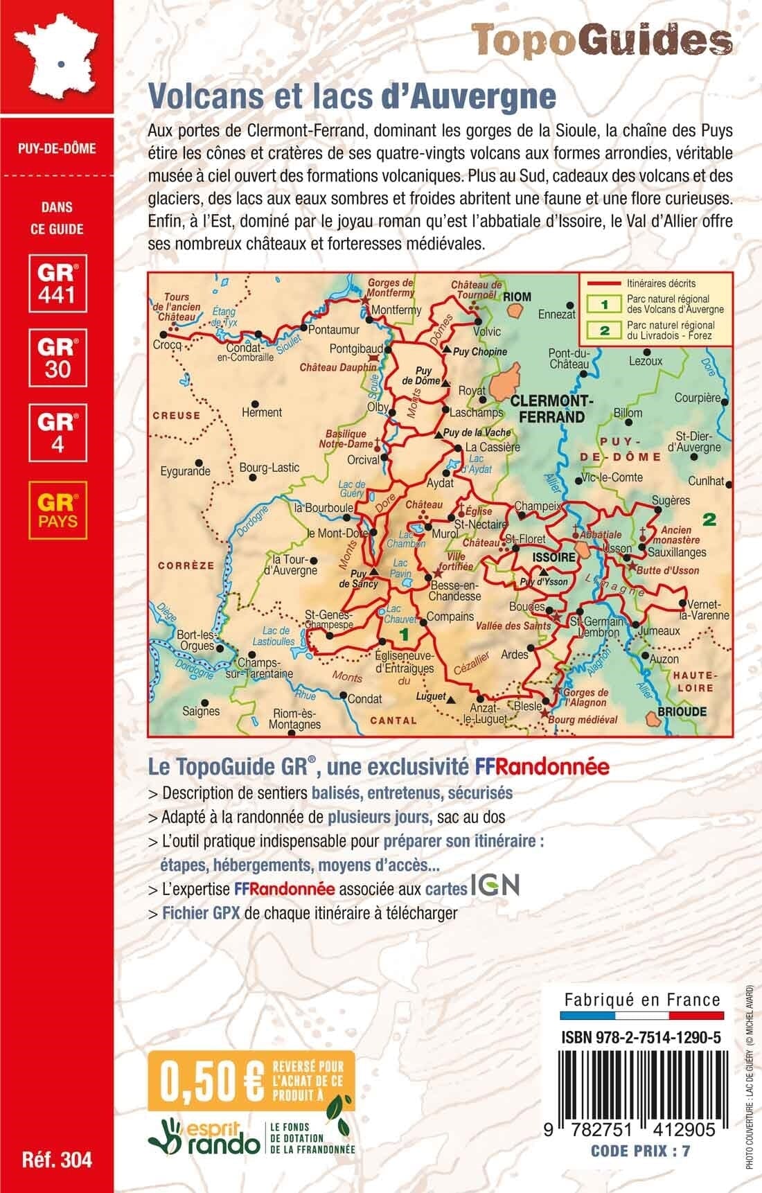 Topoguide de randonnée - Volcans & lacs d'Auvergne, Pays du Val d'Allier GR4, GR30, GR441 | FFR guide de randonnée FFR - Fédération Française de Randonnée 