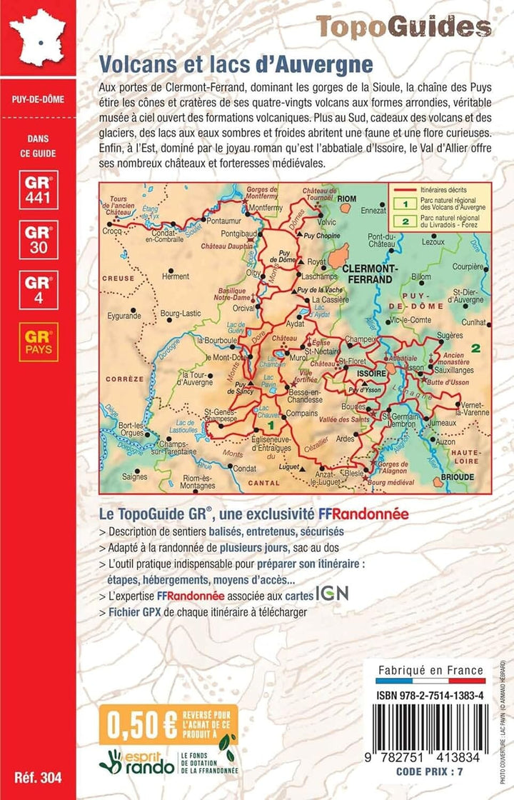 Topoguide de randonnée - Volcans & lacs d'Auvergne, Pays du Val d'Allier GR4, GR30, GR441 | FFR guide de randonnée FFR - Fédération Française de Randonnée 