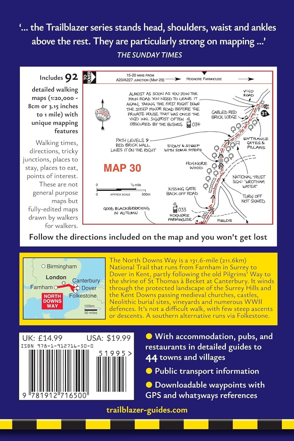 Topoguide de randonnées (en anglais) - North Downs Way | Trailblazer guide de randonnée Trailblazer 