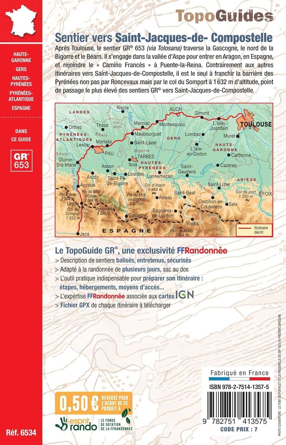 Topoguide - Sentier vers Saint-Jacques-de-Compostelle via Arles : Toulouse - Jaca | FFRandonnée guide de randonnée FFR - Fédération Française de Randonnée