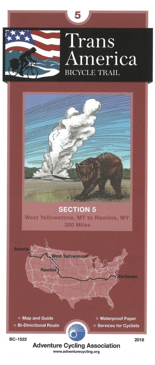 Transamerica Bicycle Trail #5 : West Yellowstone, Montana - Rawlins, Wyoming Adventure Cycling Association | Adventure Cycling Association carte cycliste Adventure Cycling Association