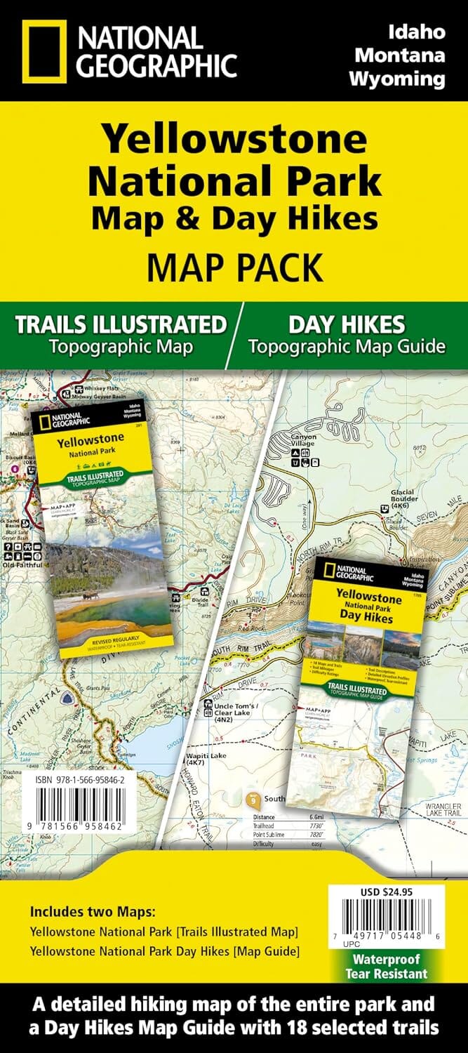 Yellowstone National Park Map & Day Hikes (lot de cartes) | National Geographic carte de randonnée National Geographic 