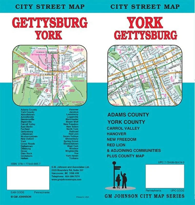 York et Gettsyburg (Pennsylvanie) | GM Johnson plan de ville GM Johnson 