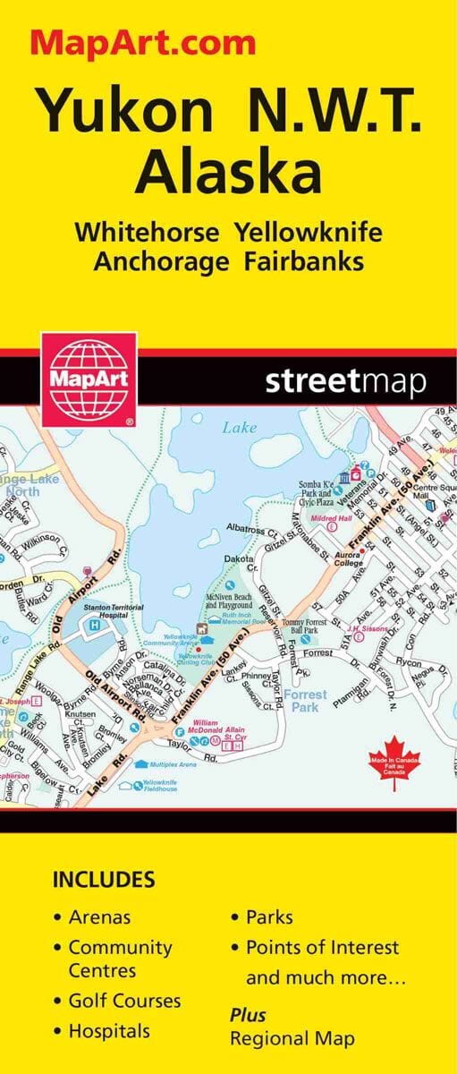 Yukon N.W.T. Alaska : Whitehorse, Yellowknife, Anchorage, Fairbanks | MapArt carte routière Canadian Cartographics Corporation
