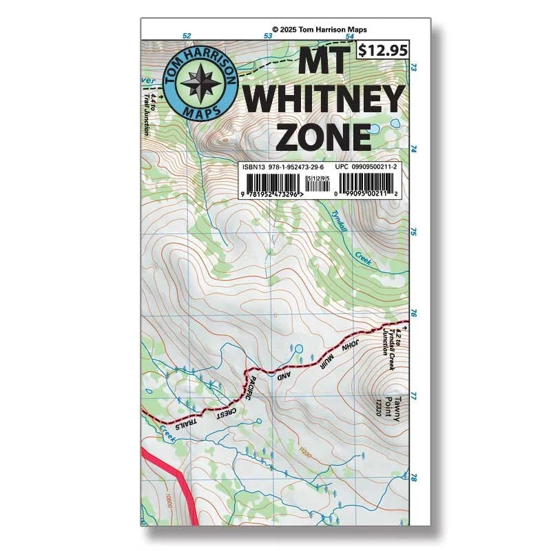 Zone du Mont Whitney (Californie) | Tom Harrison Maps carte de randonnée Tom Harrison Maps 