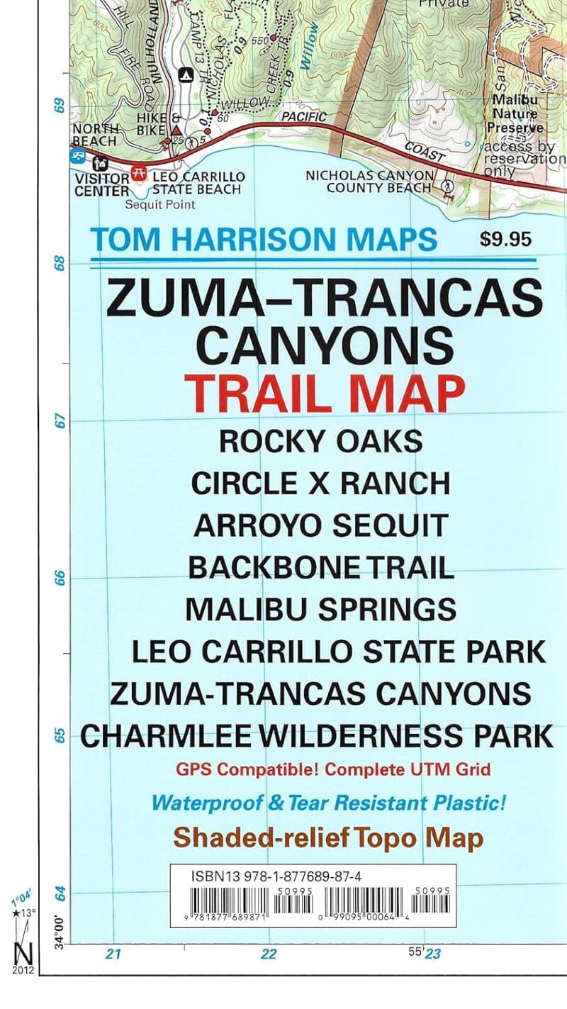 Zuma et Trancas Canyons, Californie | Tom Harrison Maps carte de randonnée Tom Harrison Maps