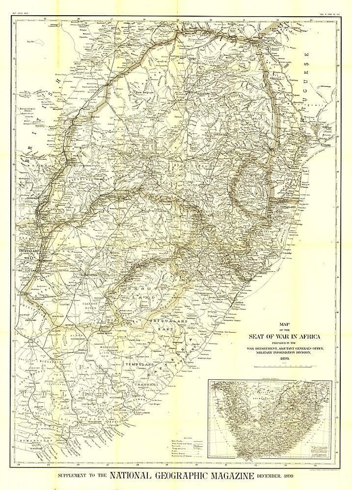 1899 Siège de la guerre en Afrique (carte) carte murale roulée (en tube) National Geographic Historic POD Default Title