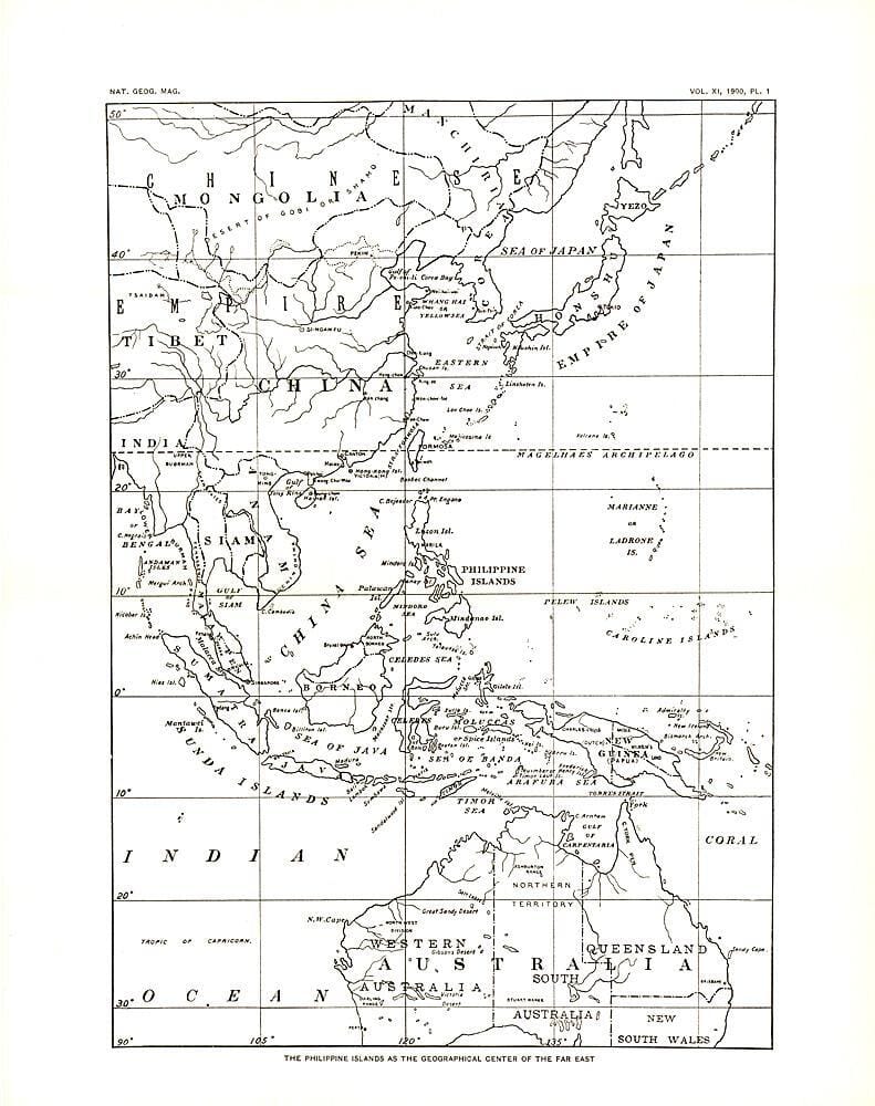 1900 Carte des Philippines carte murale roulée (en tube) National Geographic Historic POD Default Title