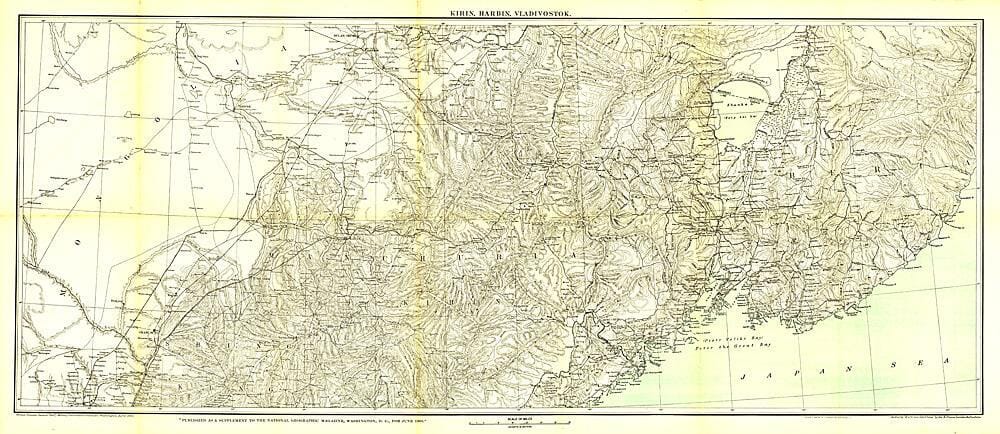 1905 Carte Kirin Harbin Vladivostok carte murale roulée (en tube) National Geographic Historic POD Default Title