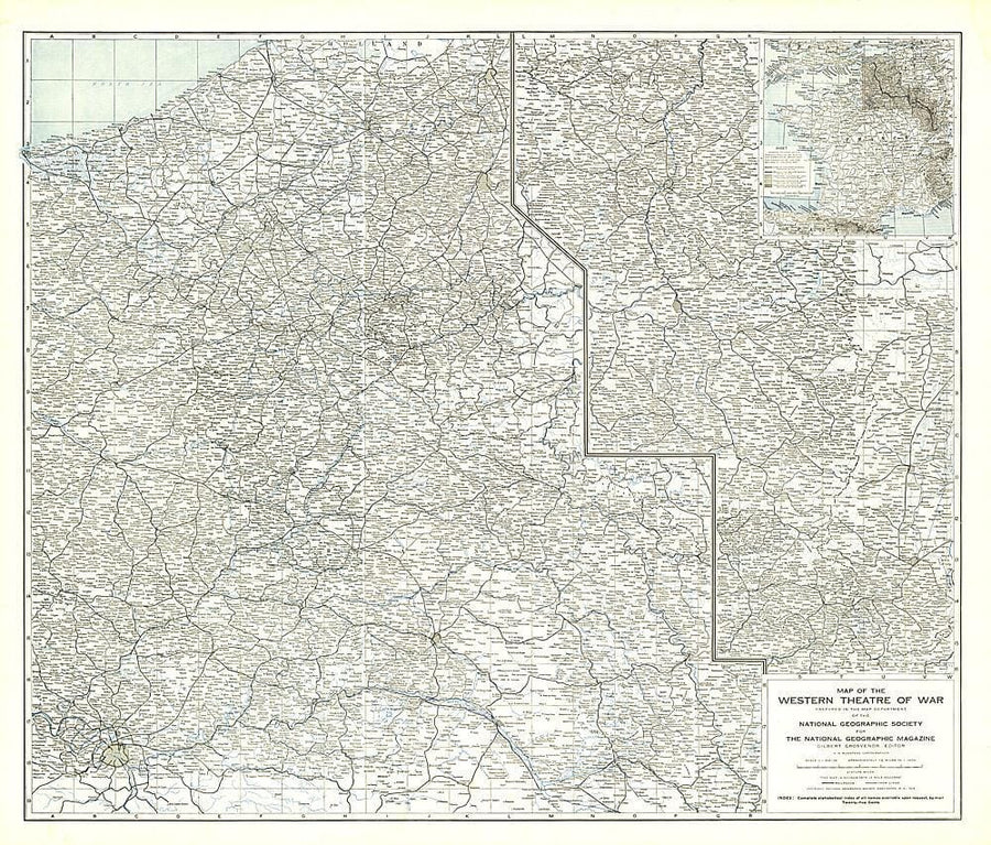 1918 The Western Theatre of War Map Wall Map 