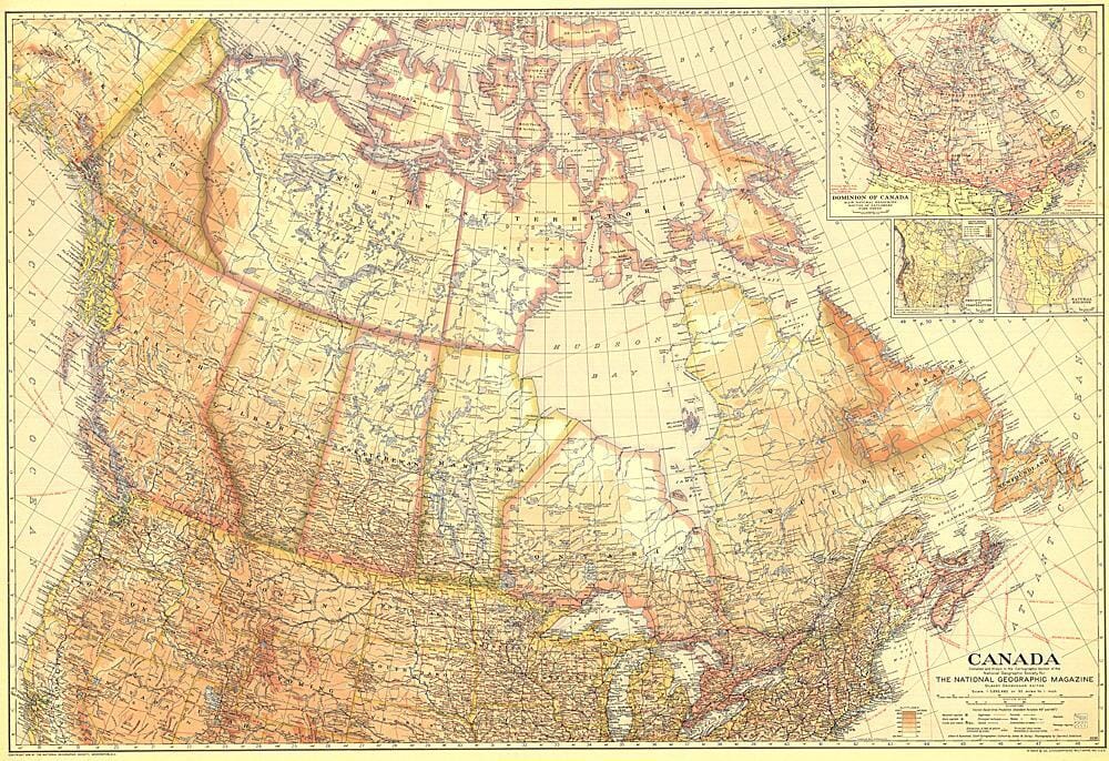 1936 Canada carte murale roulée (en tube) National Geographic Historic POD Default Title