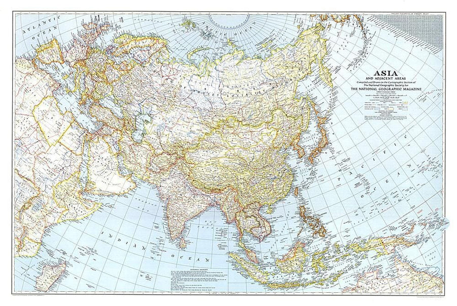 1942 Asia, and Adjacent Areas Map Wall Map 