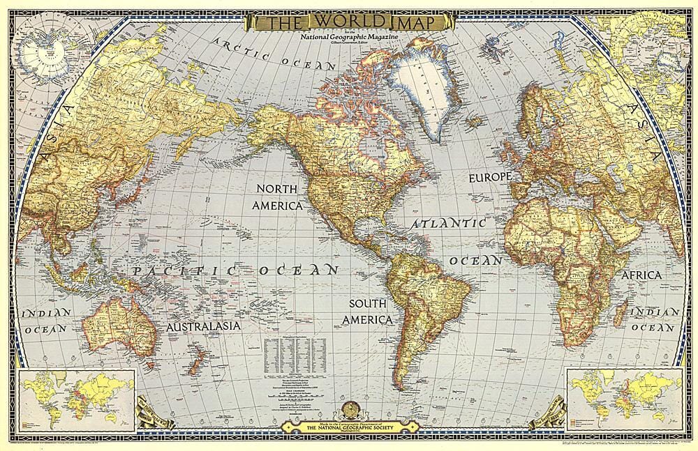 1943 Carte du monde carte murale roulée (en tube) National Geographic Historic POD Default Title