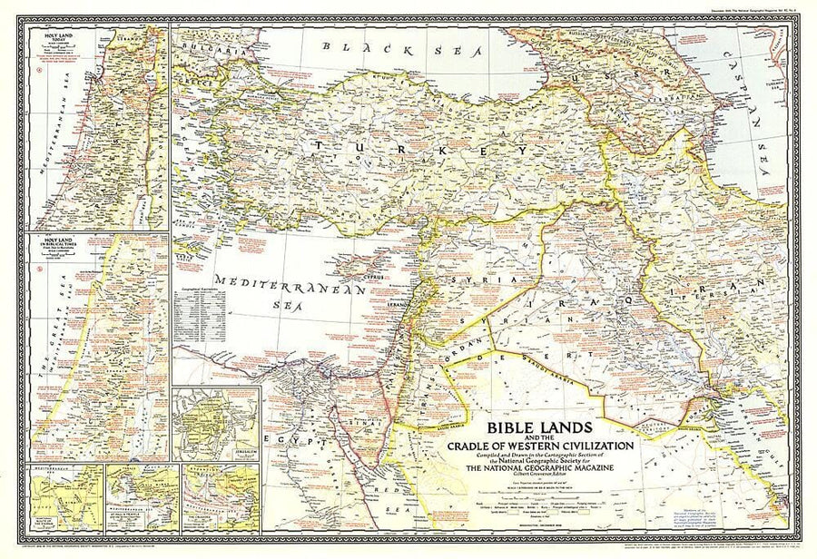 1946 Bible Lands, and the Cradle of Western Civilization Map Wall Map 