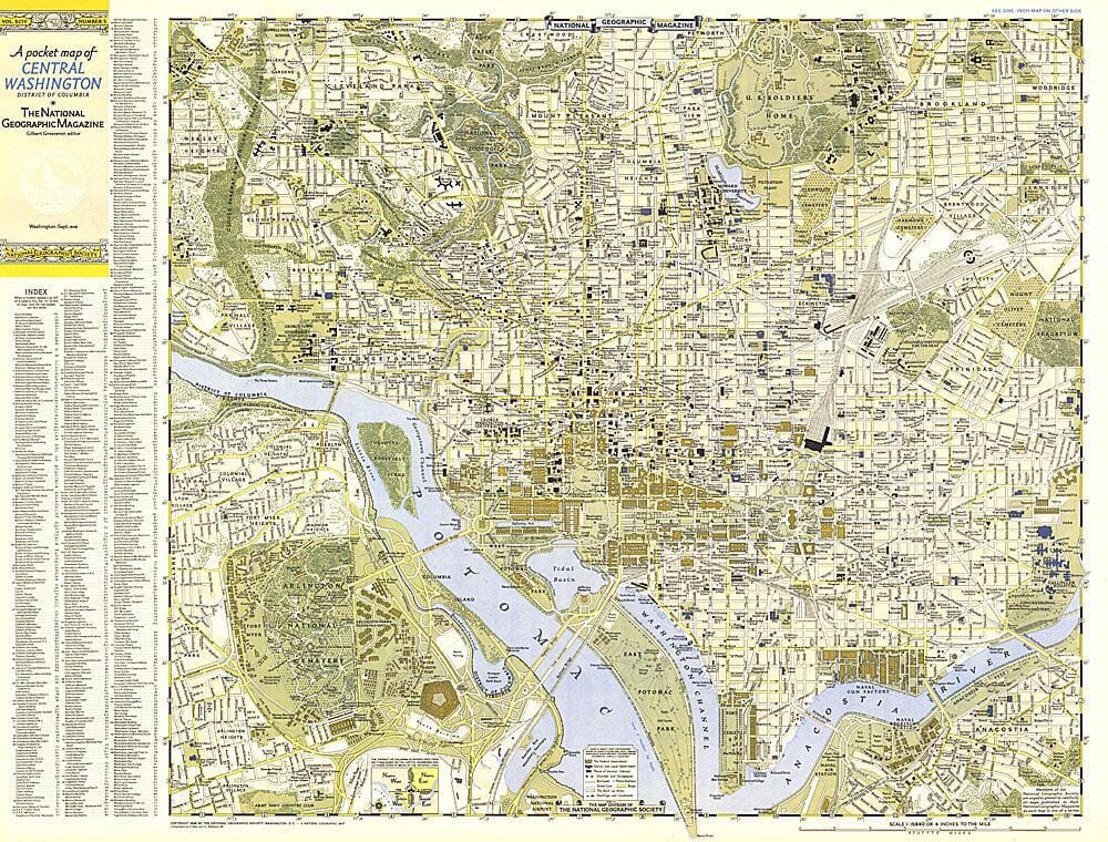 1948 Central Washington, District of Columbia (carte) carte murale roulée (en tube) National Geographic Historic POD Default Title