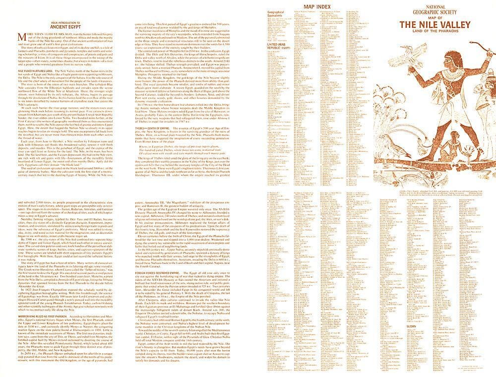 1965 Vallée du Nil, terre des pharaons Index carte murale roulée (en tube) National Geographic Historic POD Default Title