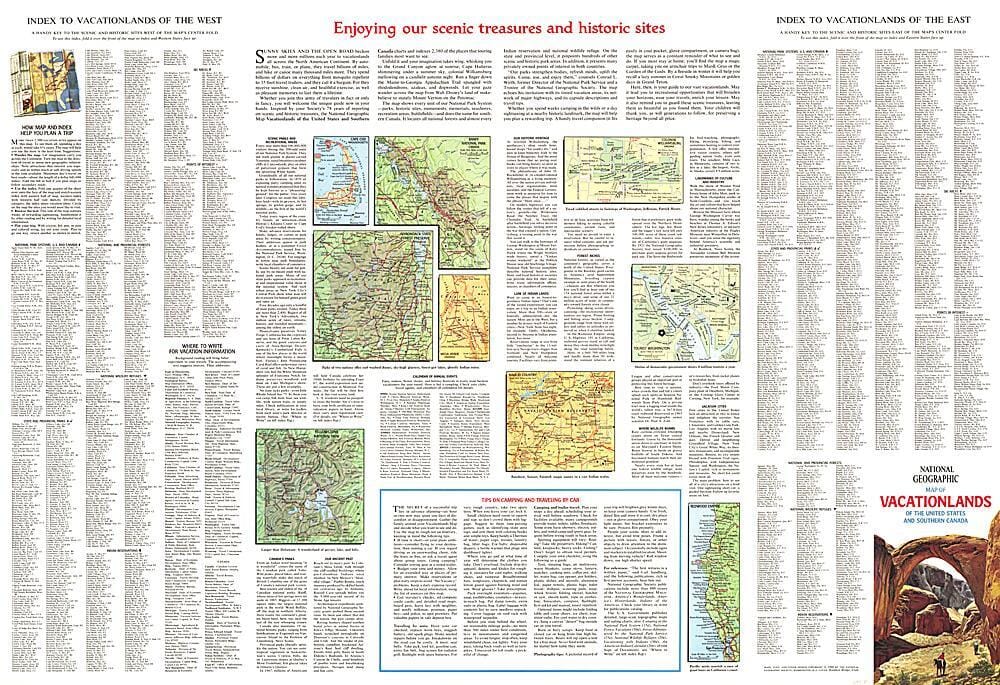 1966 Profiter de nos trésors scéniques et de nos sites historiques carte murale roulée (en tube) National Geographic Historic POD Default Title