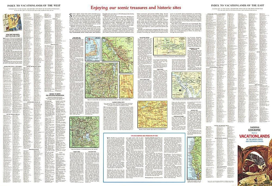 1966 Enjoying Our Scenic Treasures and Historical Sites Wall Map 