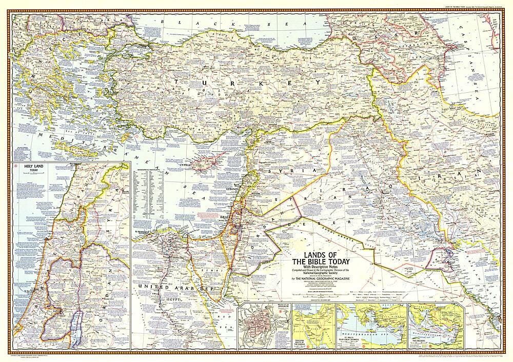 1967 Carte des terres de la Bible aujourd'hui carte murale roulée (en tube) National Geographic Historic POD Default Title