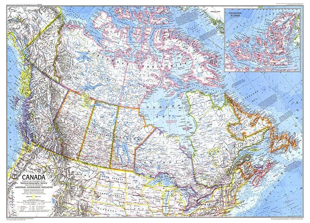 1972 Canada carte murale roulée (en tube) National Geographic Historic POD Default Title