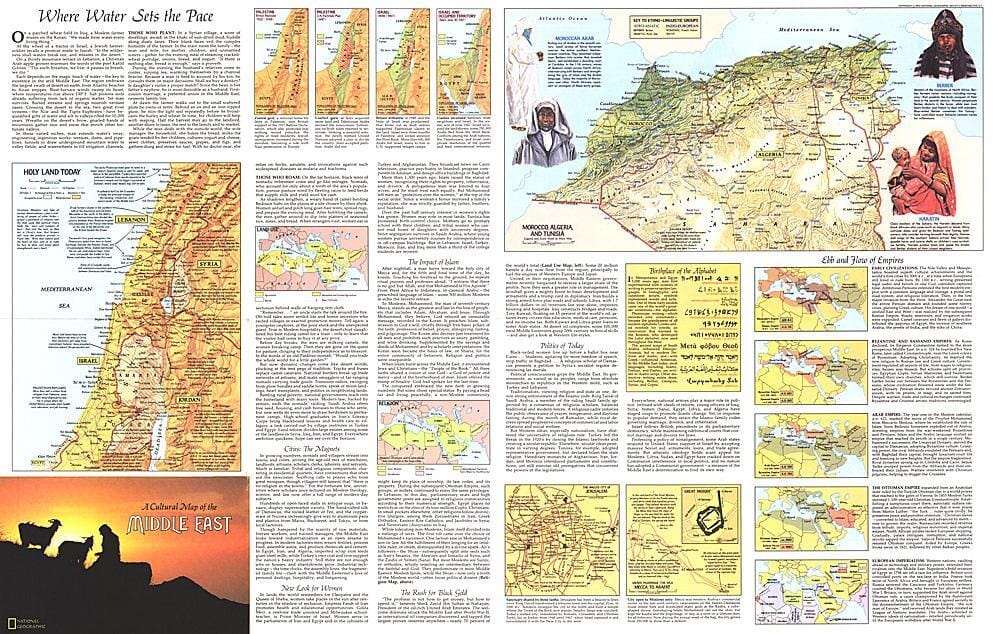 1972 Peoples of the Middle East Theme Wall Map 