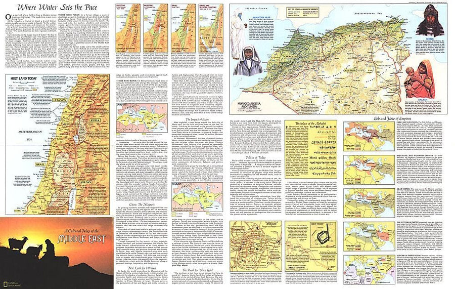 1972 Peoples of the Middle East Theme Wall Map 