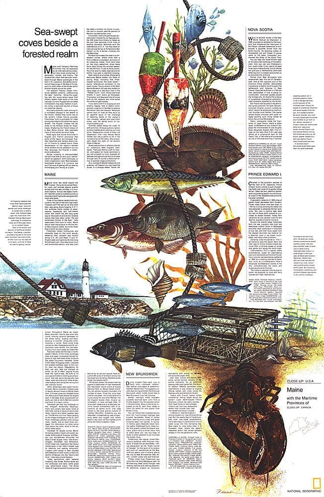 1975 Close-up USA, Maine Theme Wall Map 
