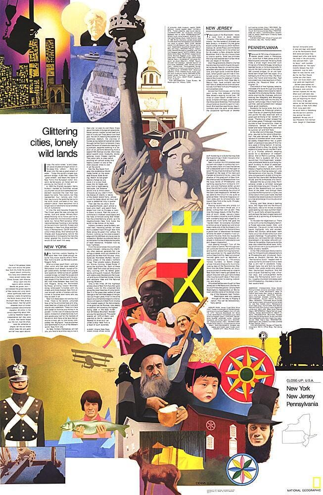 1978 Close-up USA, Northeast Theme Wall Map 