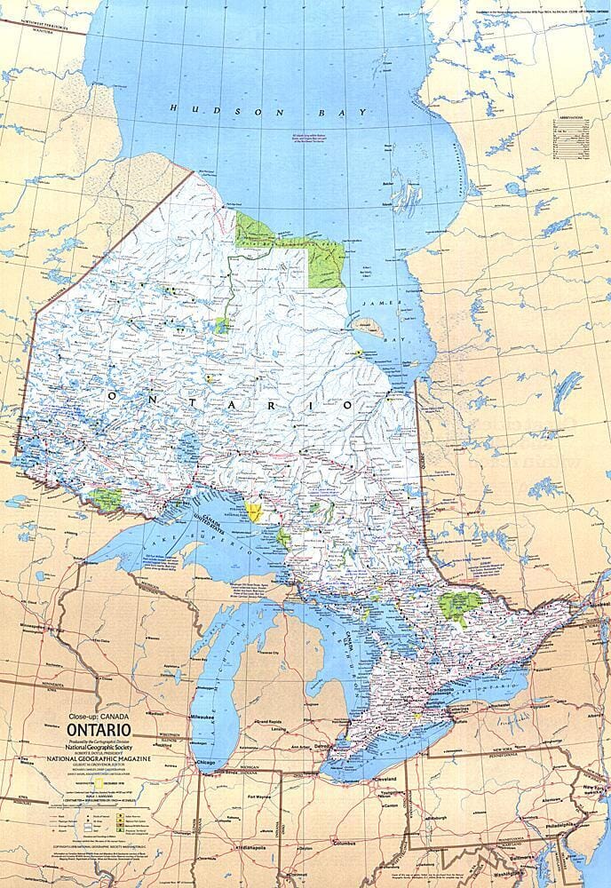 1978 Ontario Canada Carte carte murale roulée (en tube) National Geographic Historic POD Default Title
