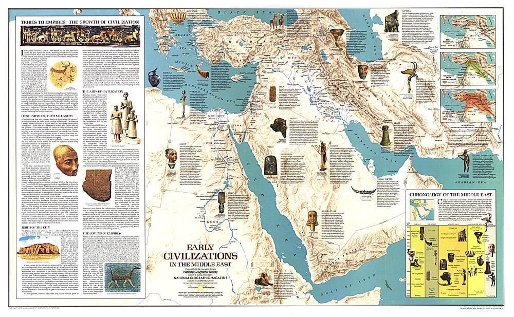 1978 Premières civilisations du Moyen-Orient (carte) carte murale roulée (en tube) National Geographic Historic POD Default Title