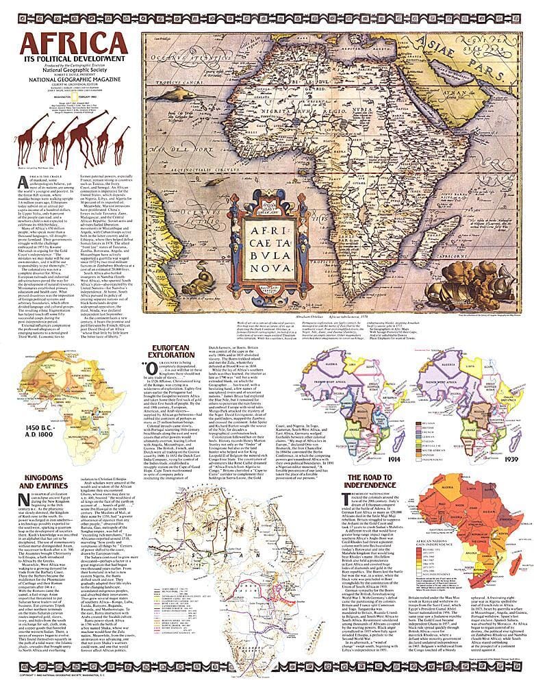 1980 Afrique, son développement politique (carte) carte murale roulée (en tube) National Geographic Historic POD Default Title