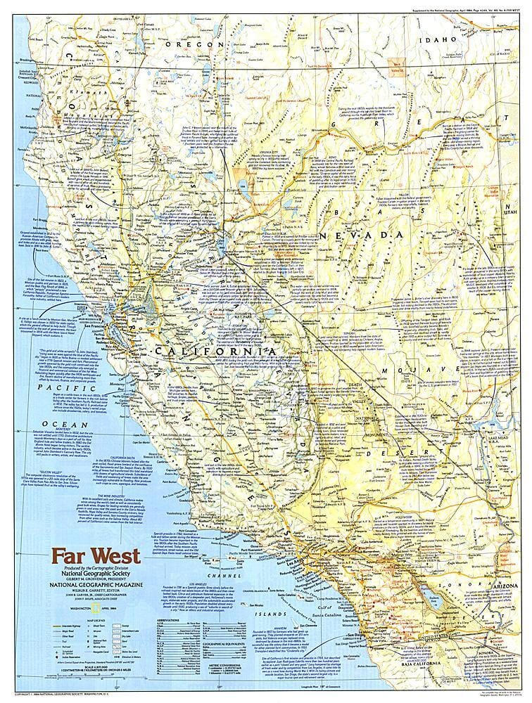 1984 Making of America, Far West Map Wall Map 