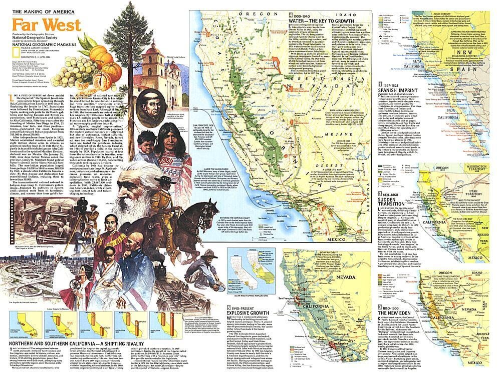 1984 Making of America, thème du Far West carte murale roulée (en tube) National Geographic Historic POD Default Title