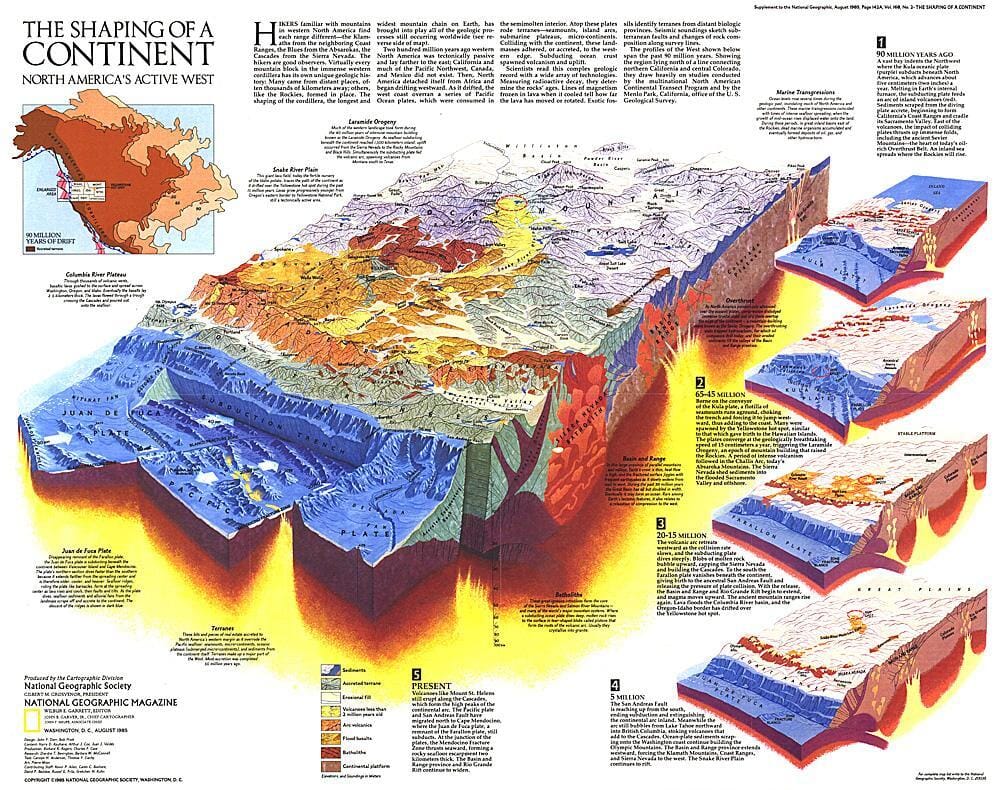 1985 Le façonnage d'un continent carte murale roulée (en tube) National Geographic Historic POD Default Title