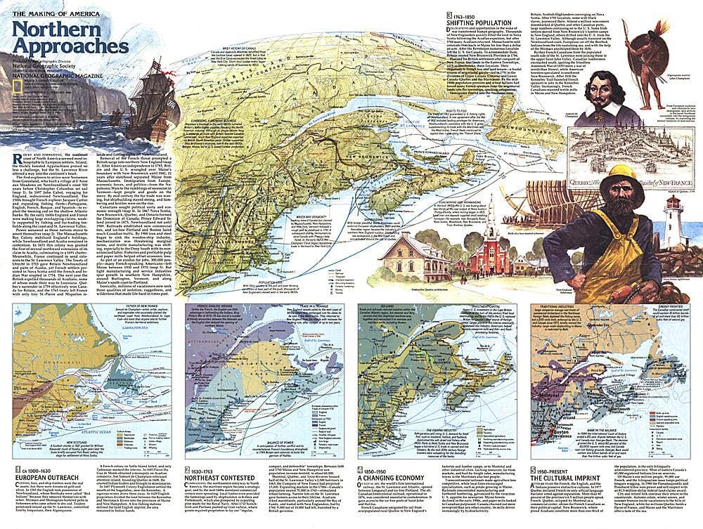 1985 The Making of America, thème des approches nordiques carte murale roulée (en tube) National Geographic Historic POD Default Title