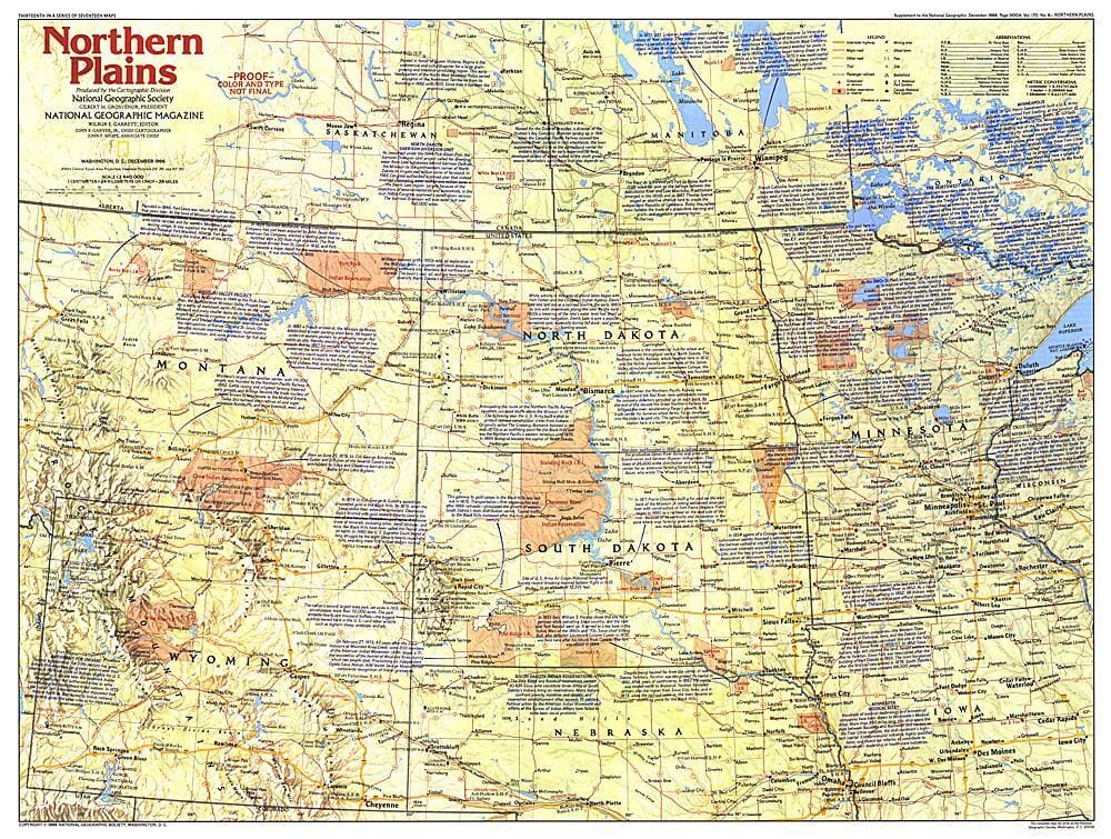 1986 Carte des Plaines du Nord Côté 1 carte murale roulée (en tube) National Geographic Historic POD Default Title