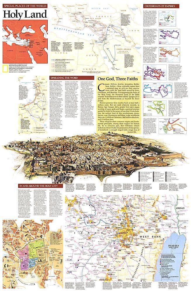 1989 Special Places of the World, Holy Land Theme Wall Map 