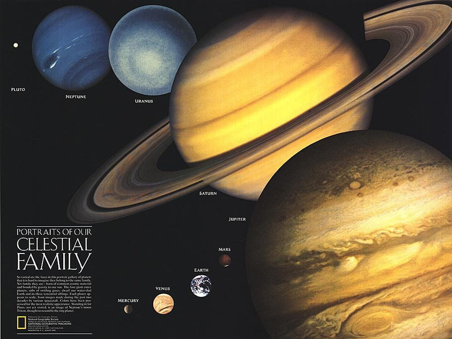 1990 Portraits of Our Celestial Family Wall Map 