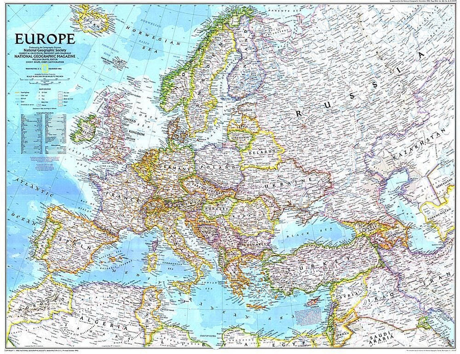1992 Europe Wall Map 