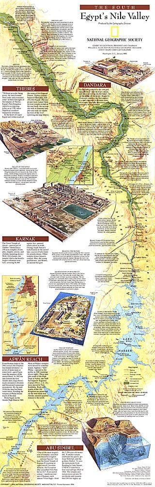 1995 Égypte Vallée du Nil Sud (carte) carte murale roulée (en tube) National Geographic Historic POD Default Title