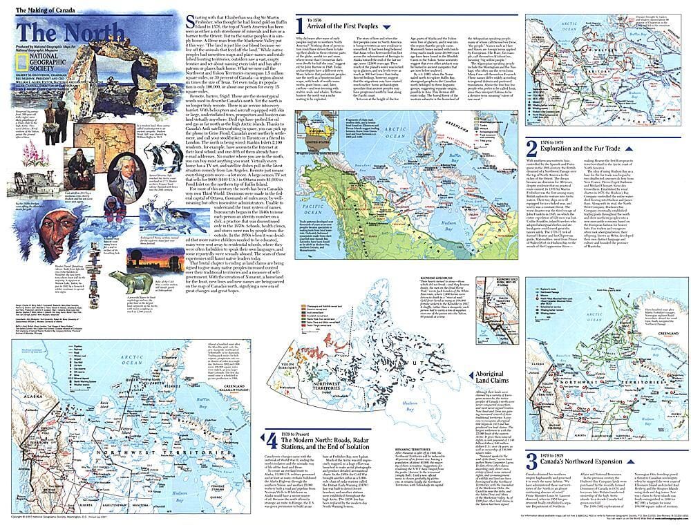 1997 Making of Canada, the North Map Wall Map 