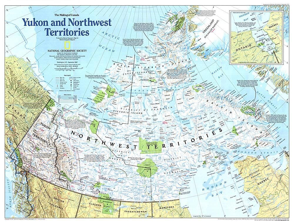 1997 Making of Canada, Yukon et Territoires du Nord-Ouest (carte) carte murale roulée (en tube) National Geographic Historic POD Default Title