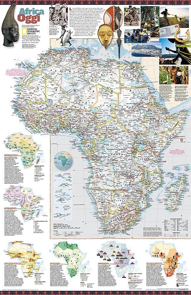 2001 Afrique Oggi Carte carte murale roulée (en tube) National Geographic Historic POD Default Title