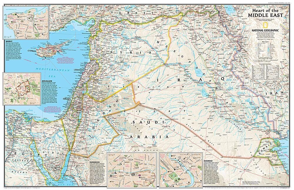 2002 Le cœur du Moyen-Orient carte murale roulée (en tube) National Geographic Historic POD Default Title