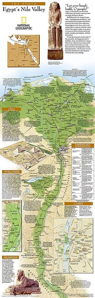 2005 Egypts Nile Valley North Map carte murale roulée (en tube) National Geographic Historic POD Default Title