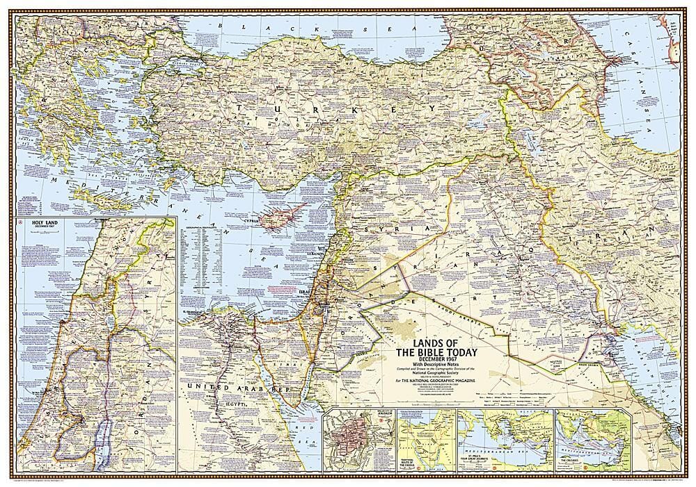 2012 Terres de la Bible 1967 Carte carte murale roulée (en tube) National Geographic Historic POD Default Title
