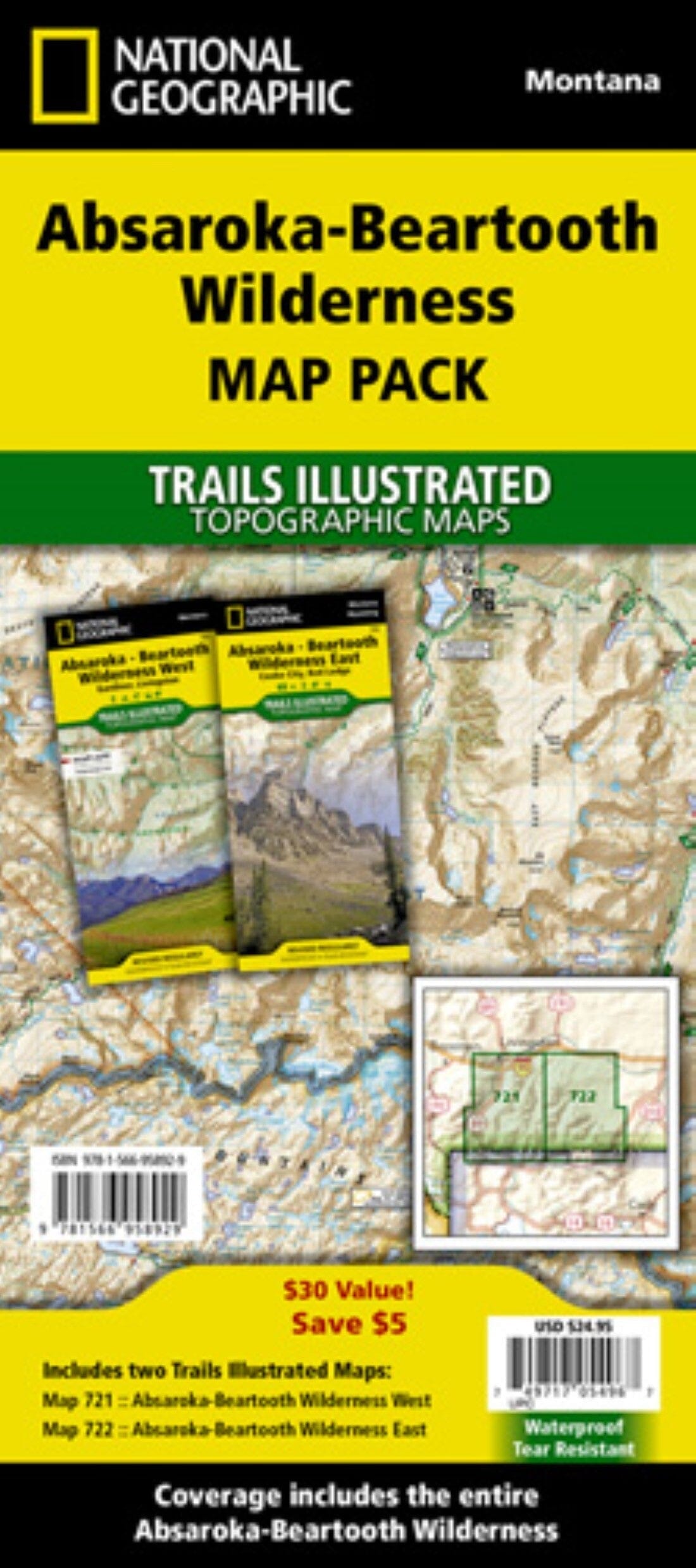 Absorka - Beartooth Wilderness (lot de cartes) | National Geographic carte de randonnée National Geographic