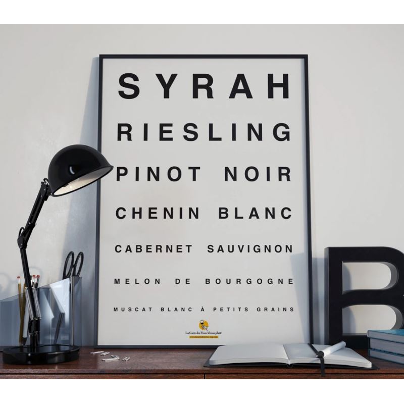 Affiche - Test de vue du vigneron - 50 x 70 cm carte murale roulée (en tube) La carte des vins