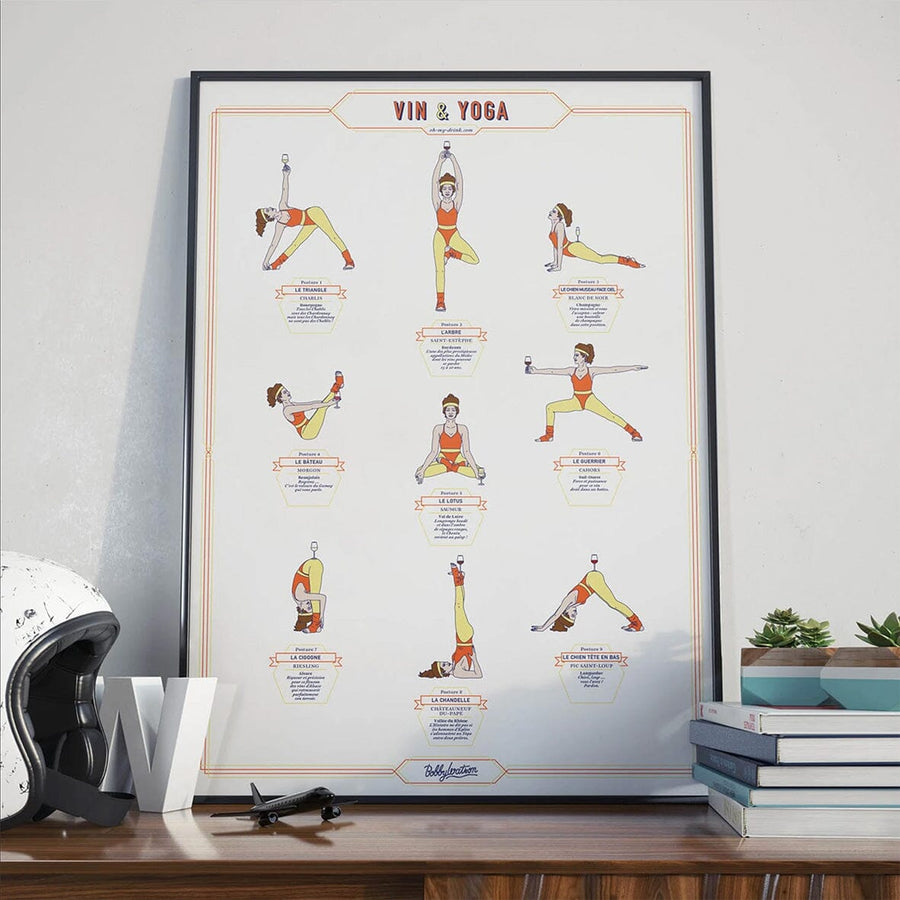 Affiche - Vin et Yoga Femme - 50 x 70 cm carte murale petit tube La carte des vins 