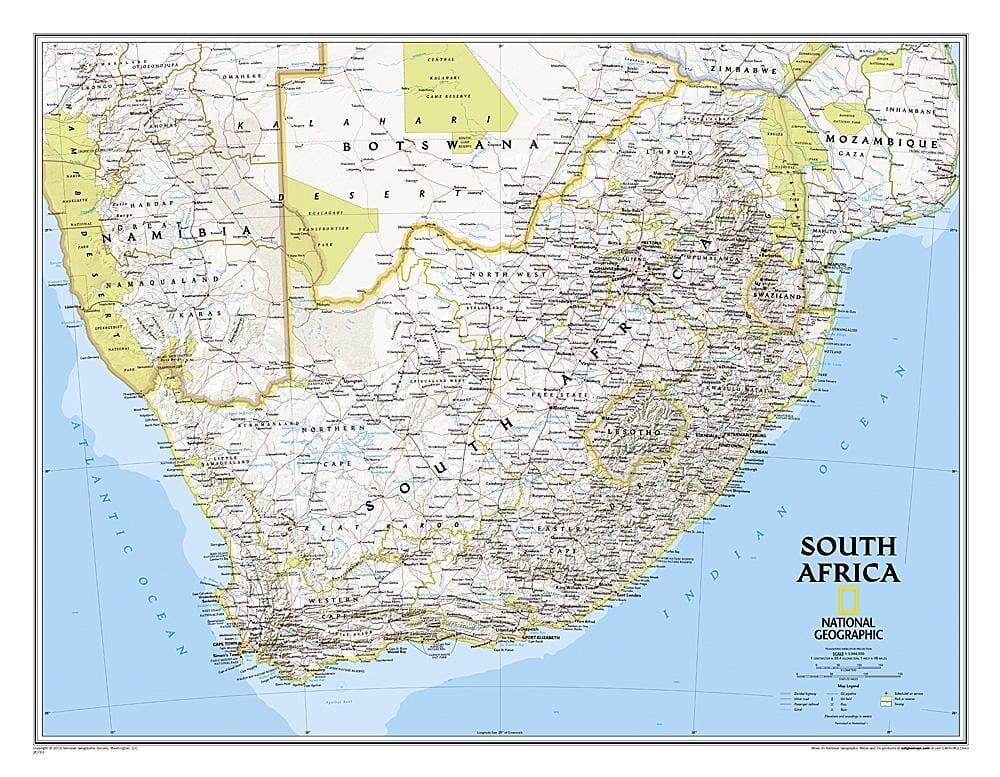 Carte murale - Afrique du Sud, style classique - 60 x 77 cm | National Geographic carte murale roulée (en tube) National Geographic Default Title